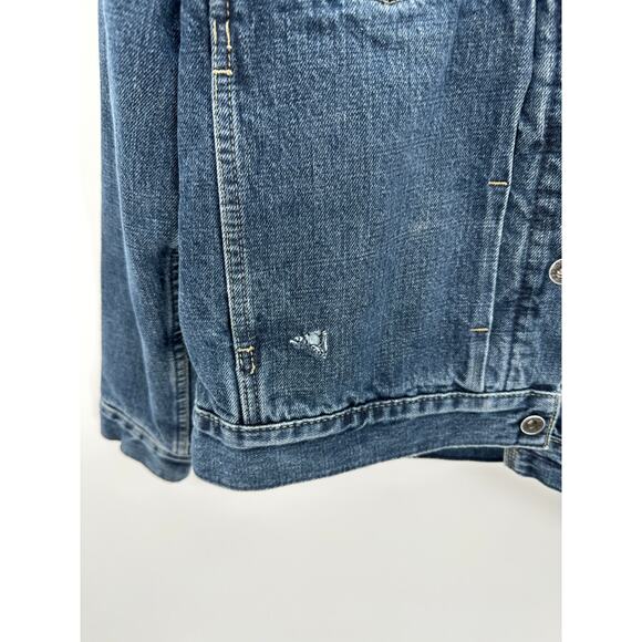 Levi's Jacket Men MEDIUM Blue 2002 Denim Quilted Insulated Long Sleeve Trucker - Picture 3 of 9